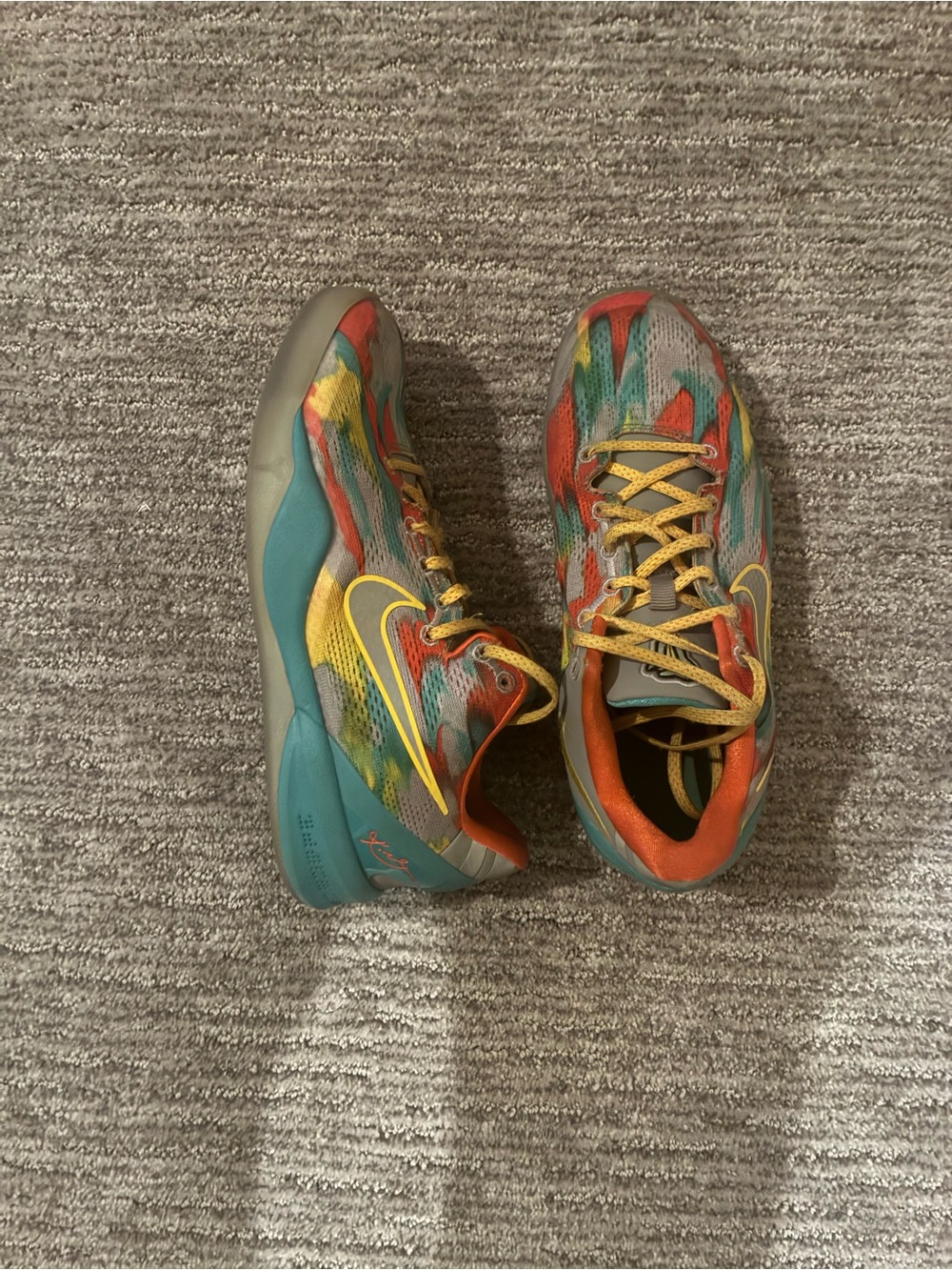 Nike Jordan Kids Multicolor Sneakers with Teal and Yellow Accents Venice Beach